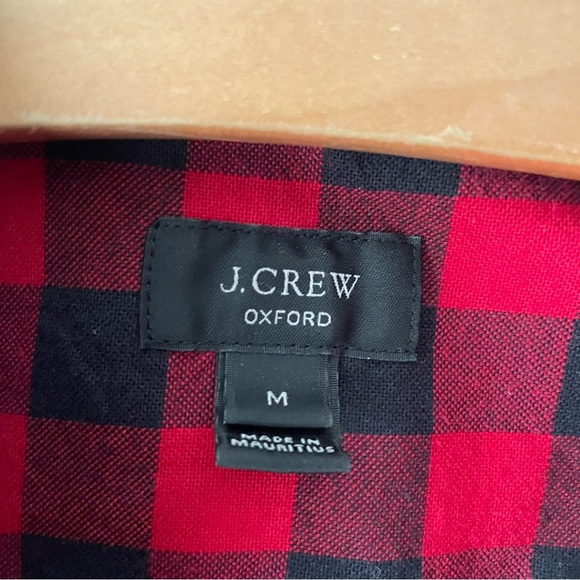 J Crew Oxford Pima Cotton Plaid Button Down Shirt Red Grunge Mens Size Medium - Picture 5 of 5